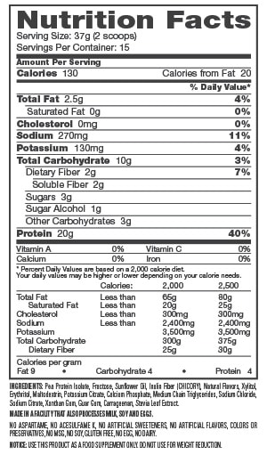 naturade pea protein supplement facts